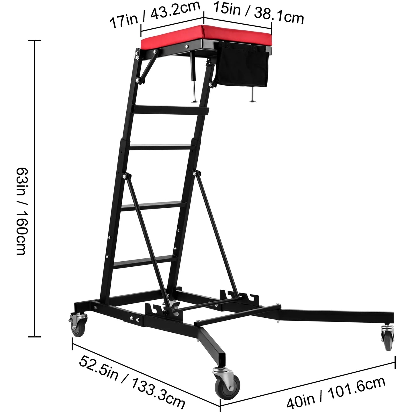 Top Car Engine Crawler, Adjustable Height Foldable Top Crawler, 400 Lb Capacity High Top Engine Crawler with Four Casters, Padded Deck, Suitable for Home Garage, Workshop Maintenance