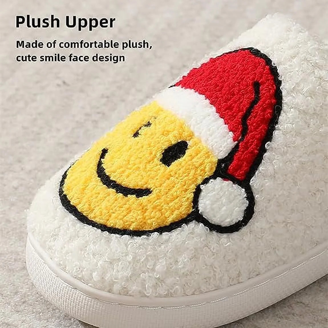 Smile Face Slippers for Women Men, Anti-Slip Soft Plush House Slippers with Memory Foam Slip Cute Cartoon Shoes Warmth for Indoor Outdoor（44/45）