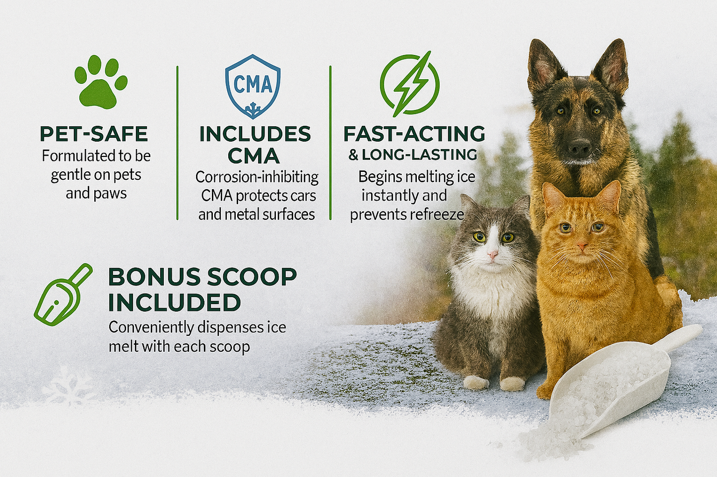 Pet-Friendly Ice Melt - Calcium Magnesium Acetate Formula - 5LB